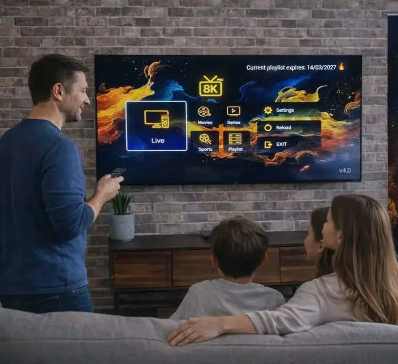 Family in Ireland watching IPTV together on the big screen